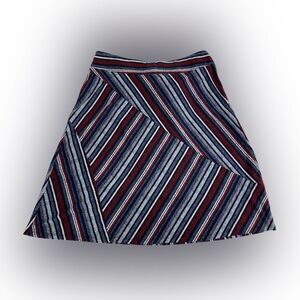 Cato Skirt Women’s L Red Blue A-Line Midi Skirt Pull On Waist Tie Boho Casual
